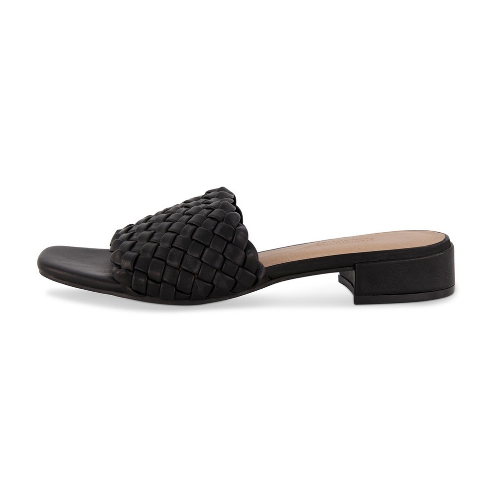 Cushionaire slip-on sandals size 9.5 US black woven block heel office summer